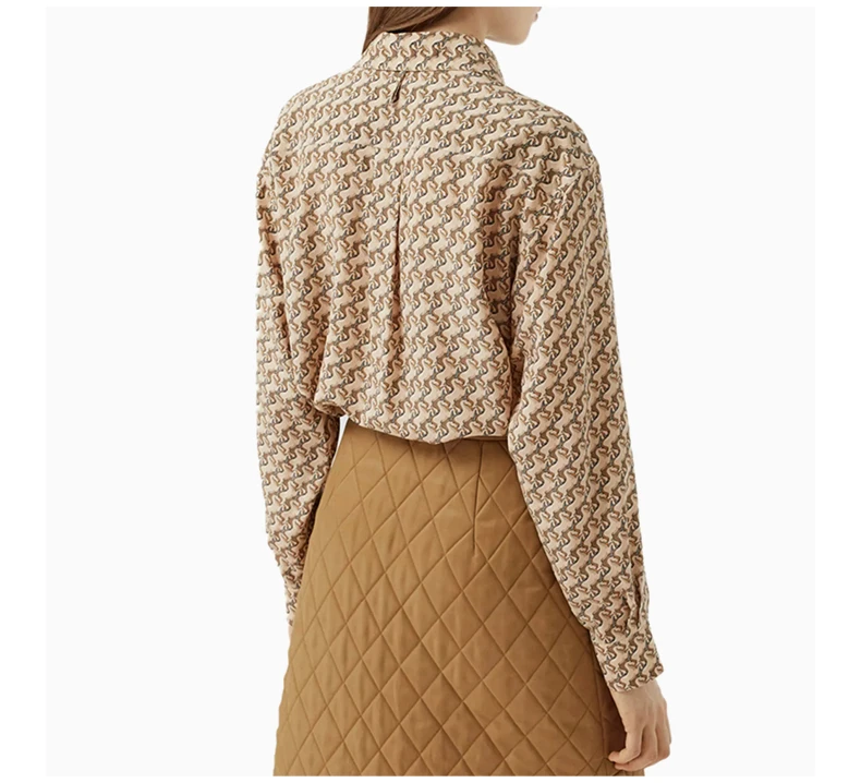 商品Burberry|BURBERRY 博柏利 女士米色丝质衬衫 8032108,价格¥5269,第6张图片详细描述