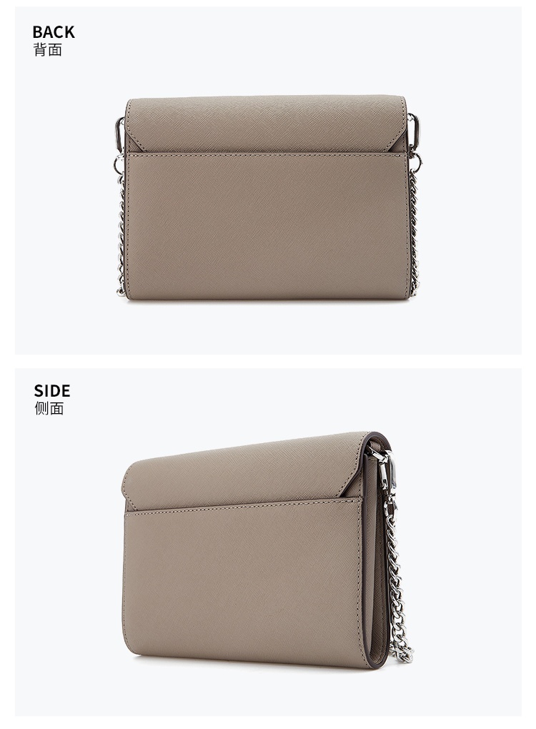 商品[国内直发] Tory Burch|托里·伯奇TORY BURCH  奢侈品TB 女士灰色皮质单肩斜挎包链条包 82328-082,价格¥2214,第4张图片详细描述