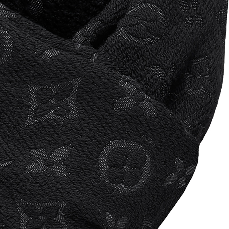 商品Louis Vuitton|【现货】路易威登 男女同款黑色纯羊毛老花图案围巾,价格¥4604,第4张图片详细描述