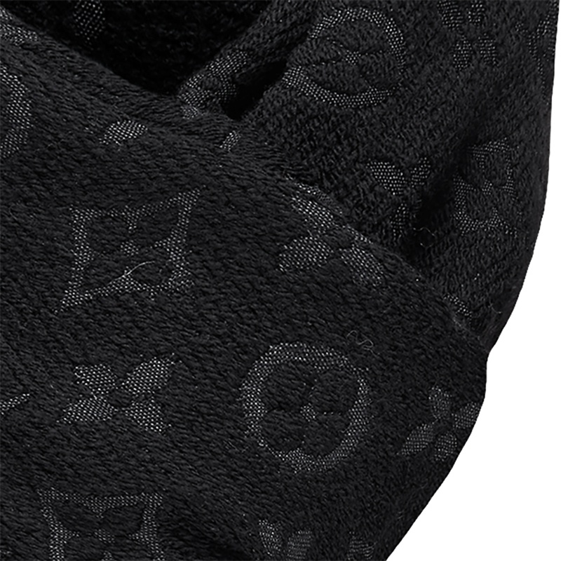 商品Louis Vuitton|Louis Vuitton/路易威登 男女同款黑色纯羊毛老花图案围巾,价格¥4070,第4张图片详细描述