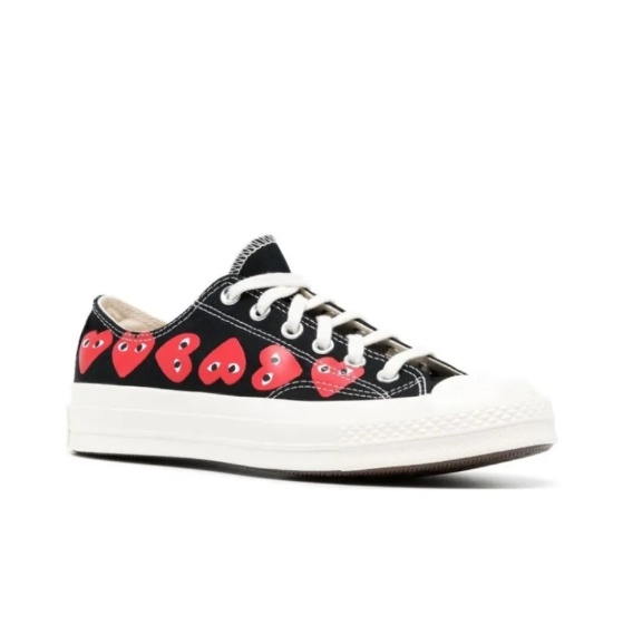 商品[国内直发] Comme des Garcons|ConversexCDG Play 帆布 圆头系带 低帮 板鞋 男女同款 黑色,价格¥975,第4张图片详细描述