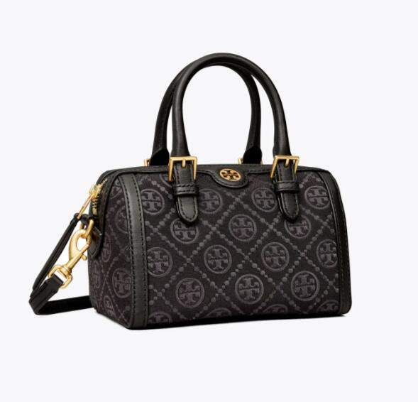 商品Tory Burch|TB汤丽柏琦T MONOGRAM 迷你提花酒桶包拉链开合手提单肩斜挎桶包（香港仓发货）,价格¥2605,第36张图片详细描述