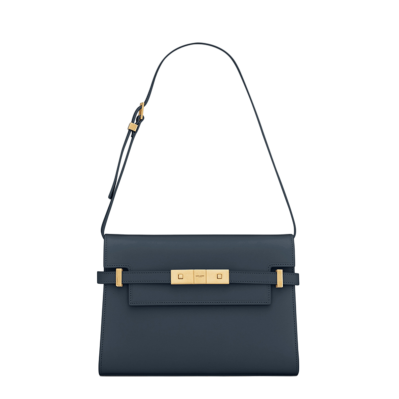 商品Yves Saint Laurent|SAINT LAURENT PARIS/圣罗兰 YSL 22新款MANHATTAN系列 女士小号湛蓝色牛皮革翻盖单肩手提包6756260SX0W4227,价格¥16969,第2张图片详细描述