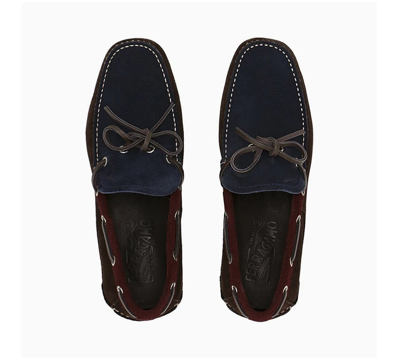 商品Salvatore Ferragamo|SALVATORE FERRAGAMO 男士棕色蓝色两色拼接乐福鞋 0582736,价格¥2385,第7张图片详细描述