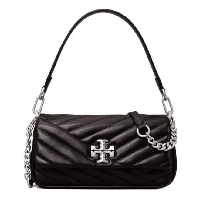 商品[国内直发] Tory Burch|汤丽柏琦 TB女包奢侈品Kira衍缝皮革黑色腋下包手提单肩包法棍包小号 84999-001,价格¥584,第1张图片详细描述