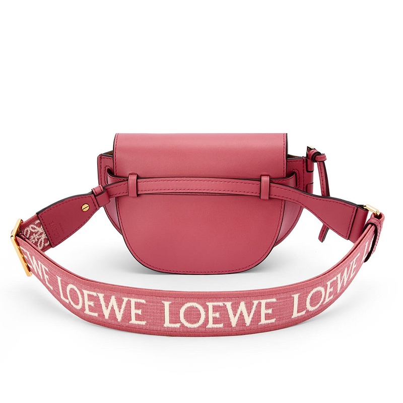 商品Loewe|LOEWE/罗意威 22新款Gate Dual系列 女士迷你款梅花色小牛皮提花织物肩带翻盖开合单肩斜挎包A650N46X13-2823,价格¥12743,第4张图片详细描述