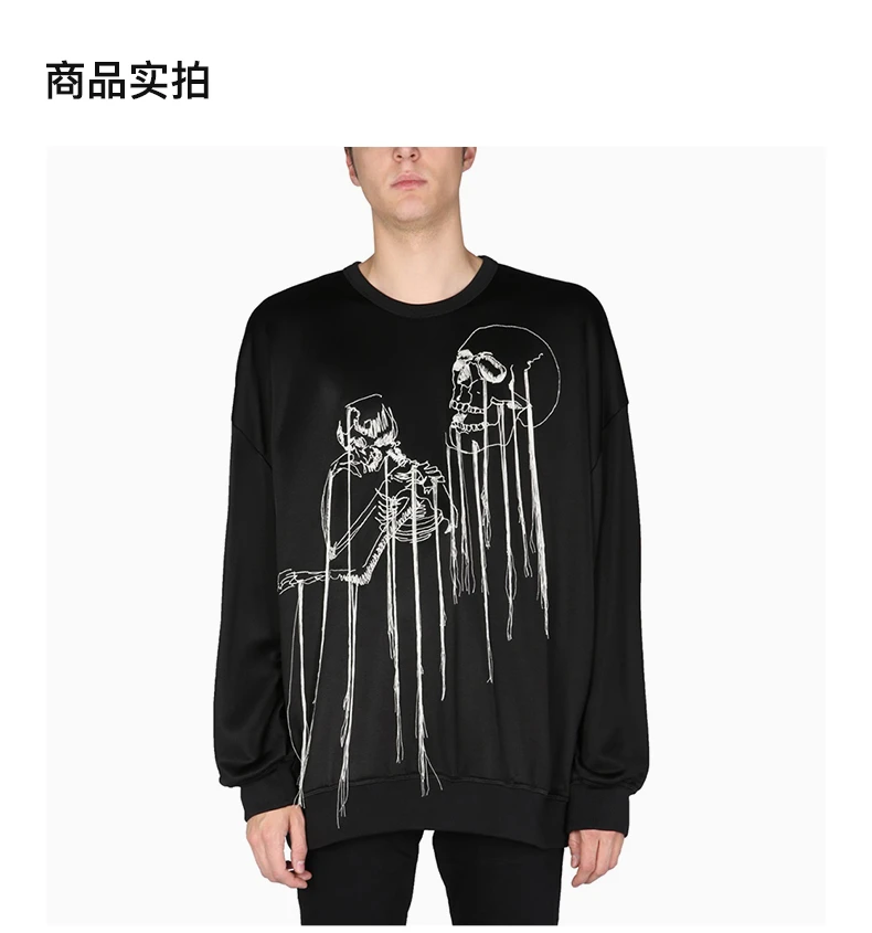 商品Alexander McQueen|ALEXANDER MCQUEEN 男士黑色印花棉质卫衣 683192-QSX52-1000,价格¥2487,第4张图片详细描述