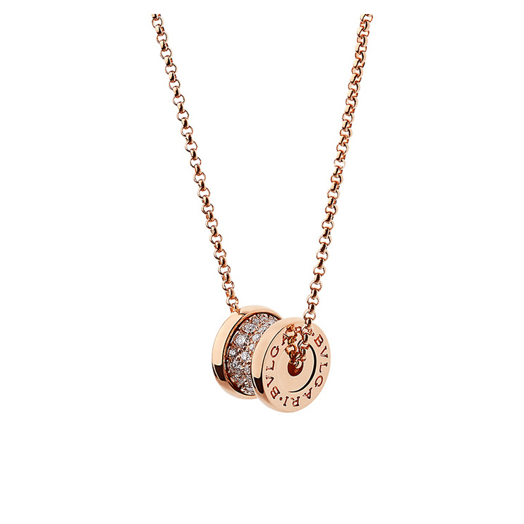 商品BVLGARI|BVLGARI宝格丽 B.ZERO1系列 18k玫瑰金满钻小蛮腰项链 351116 七夕情人节礼物 送女友,价格¥39418,第2张图片详细描述