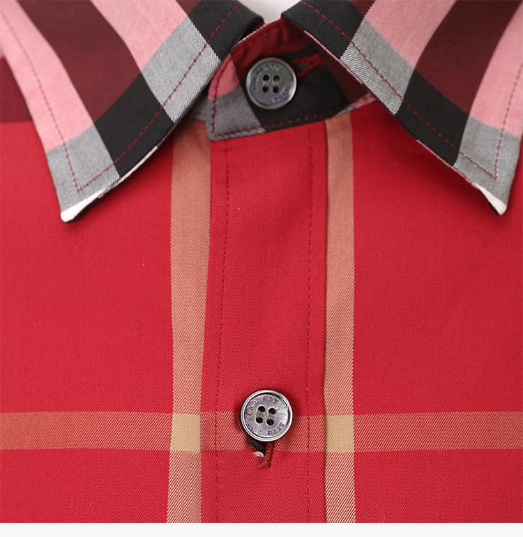 商品Burberry|Burberry 博柏利 男士红色经典格子长袖衬衫 4554711,价格¥1297,第6张图片详细描述