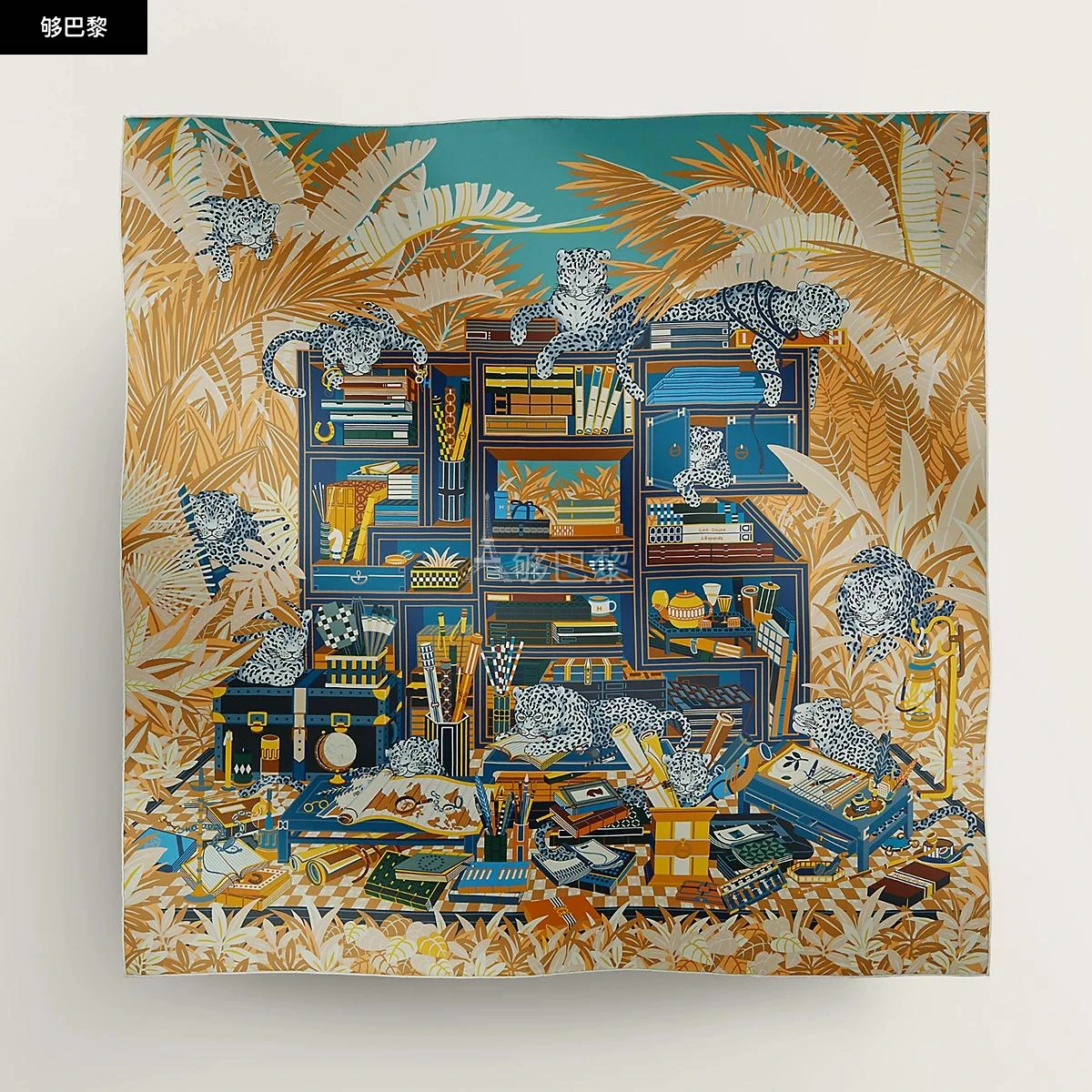 商品Hermes|【预售】 爱马仕 24秋冬 女士 围巾 Carré 90 double face Les Douze Léopards H904042S 03,价格¥6874,第6张图片详细描述