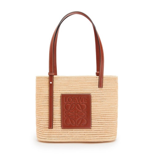 商品Loewe|LOEWE/罗意威    Square Basket系列 女士小号天然/山核桃拉菲草/小牛皮方形压纹Anagram单肩包手提斜挎包  A223099X02-9943,价格¥4955,第10张图片详细描述