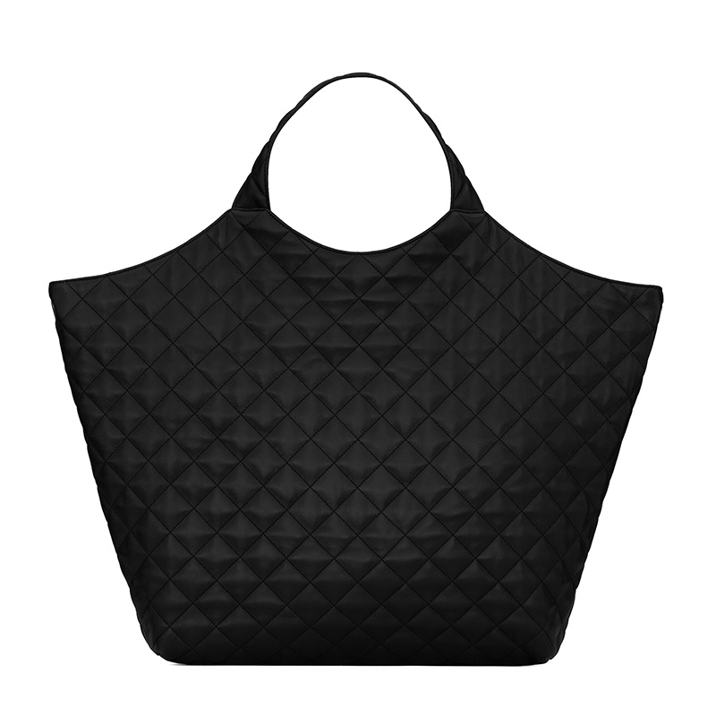 商品Yves Saint Laurent|SAINT LAURENT PARIS/圣罗兰 YSL ICARE系列 女士加大号黑色绗缝羊皮革大号徽标字母金扣单肩手提包,价格¥31540,第6张图片详细描述