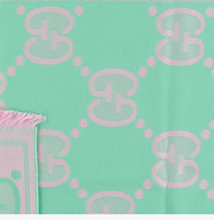 商品[国内直发] Gucci|GUCCI 古驰 女士粉绿拼色围巾 581538-3G200-3972,价格¥2190,第4张图片详细描述