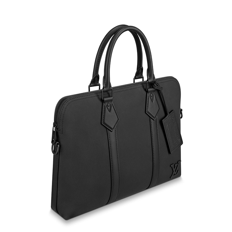 商品Louis Vuitton|预售10天 Louis Vuitton/路易威登 22春夏新款 男士黑色粒面小牛皮黑扣配可拆卸吊饰肩带拉链开合单肩斜挎手提公文包M59159,价格¥23320,第3张图片详细描述