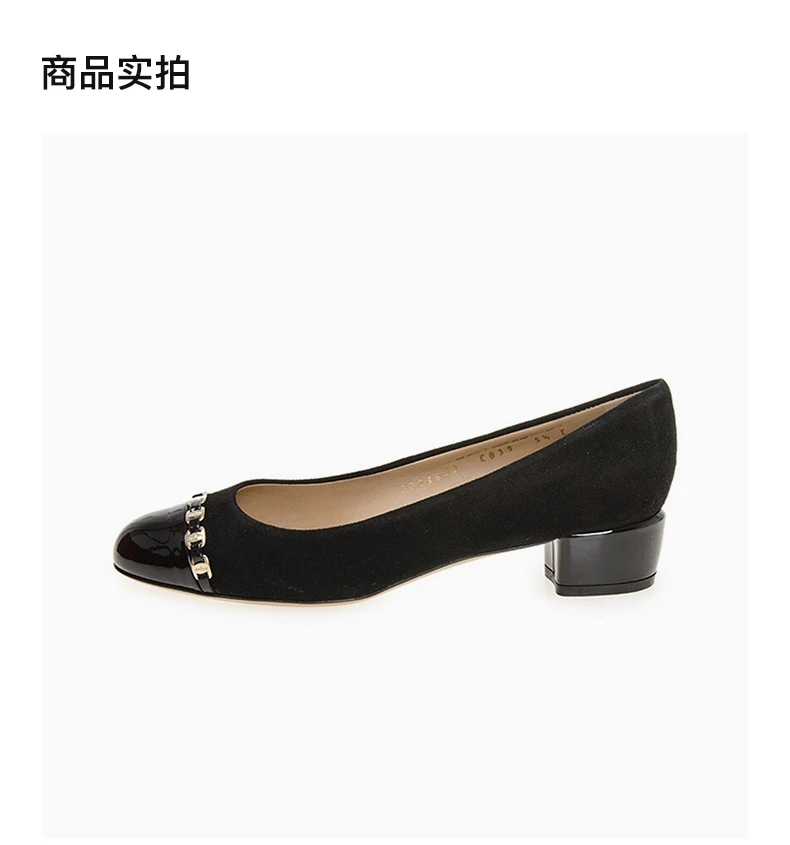 商品Salvatore Ferragamo|SALVATORE FERRAGAMO 女士黑色平底鞋 0567458,价格¥2111,第4张图片详细描述