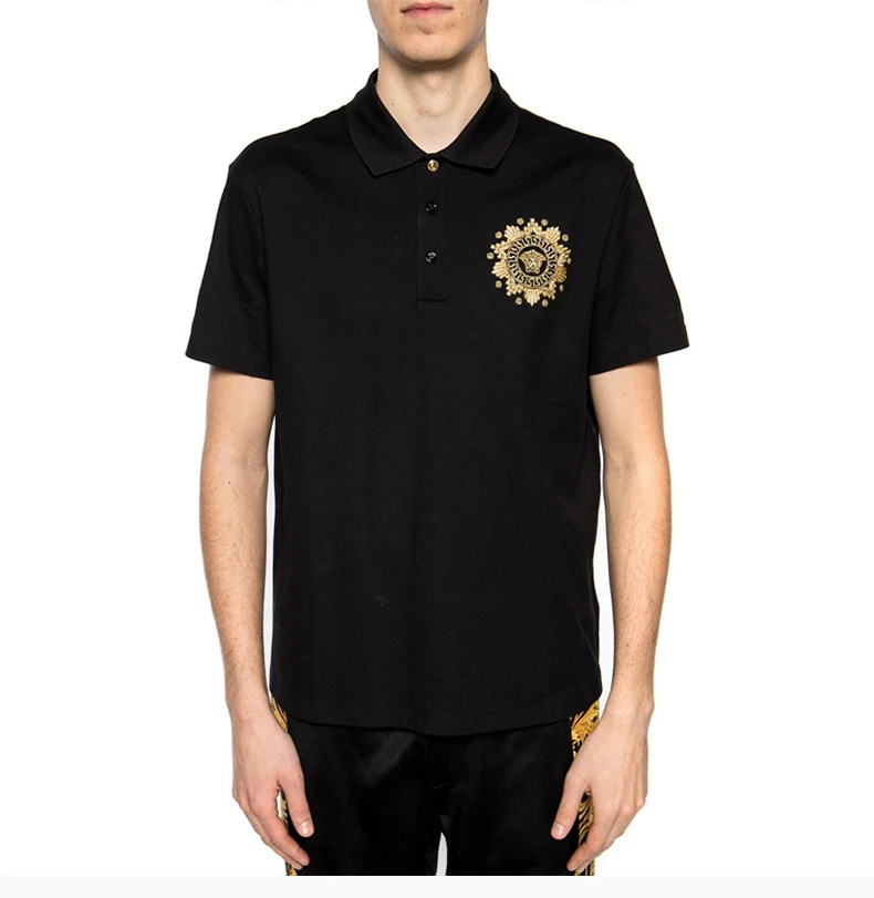 商品Versace|VERSACE 范思哲 黑色棉男士Polo衫 A85111-A231240-A2003,价格¥2434,第6张图片详细描述