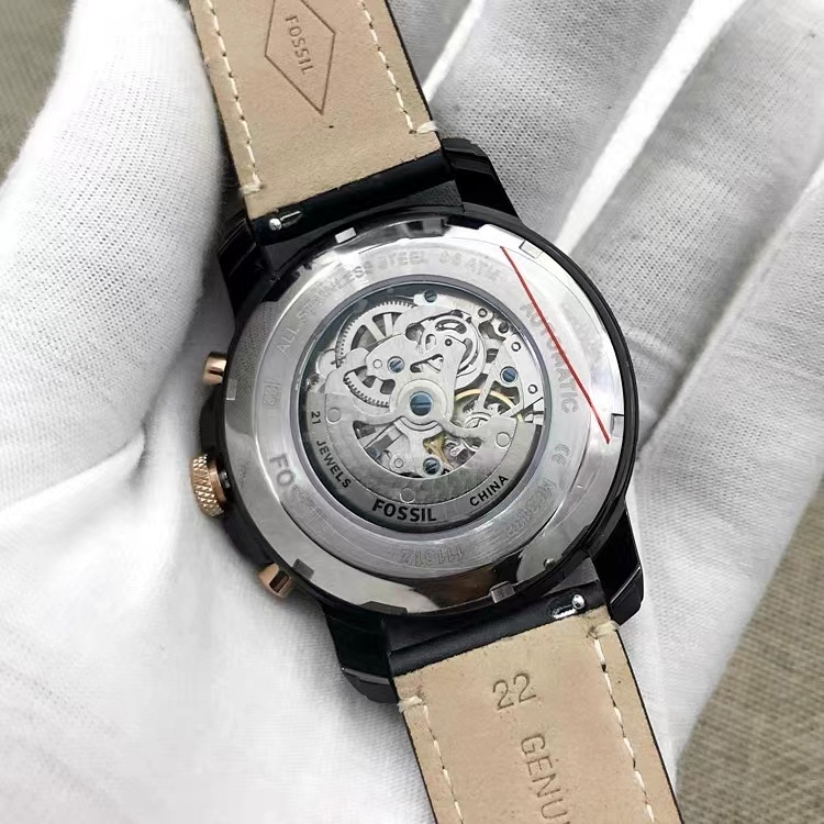 商品[国内直发] Fossil|FOSSIL手表真皮多功能星期日历黑色镂空自动机械表商务男表ME3138,价格¥513,第11张图片详细描述