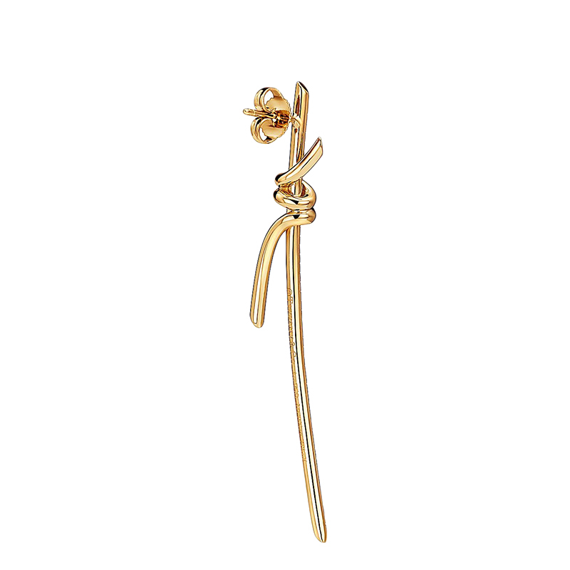 商品Tiffany & Co.|  Tiffany & Co./蒂芙尼 22春夏新款 Knot系列 18K金 黄金色 镶钻绳结耳钉68887690,价格¥57947,第3张图片详细描述