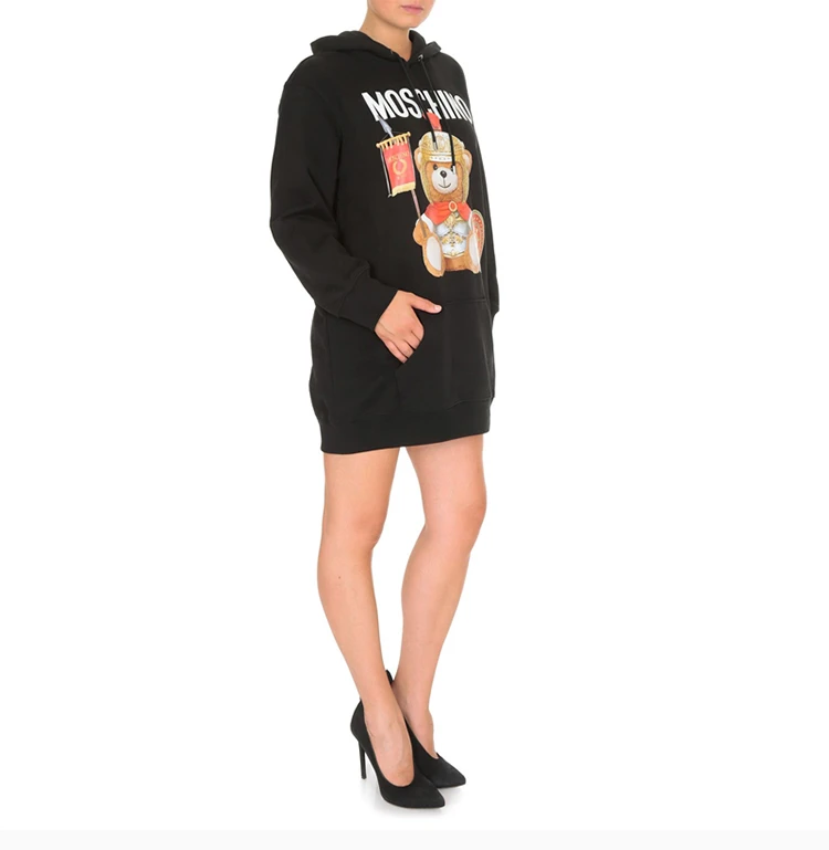 商品Moschino|Moschino 莫斯奇诺 女士黑色罗马泰迪熊卫衣式连衣裙 EV0427-5527-2555-912,价格¥2351,第6张图片详细描述