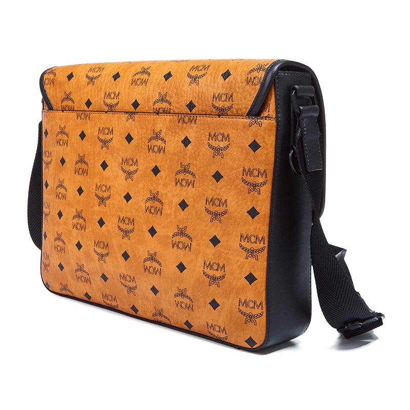 商品[国内直发] MCM|男士Klassik Visetos干邑色人造革配牛皮革中号单肩斜挎邮差包礼物送男友 MMMCAKK02CO001,价格¥2658,第4张图片详细描述