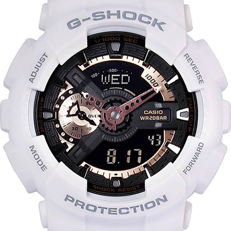 商品Casio|卡西欧（CASIO）G-SHOCK手表男女大盘时尚双显防水防震运动电子潮流节日礼物男表 白玫瑰金GA-110RG-7A-白色-GA-110RG-7A,价格¥1153,第3张图片详细描述