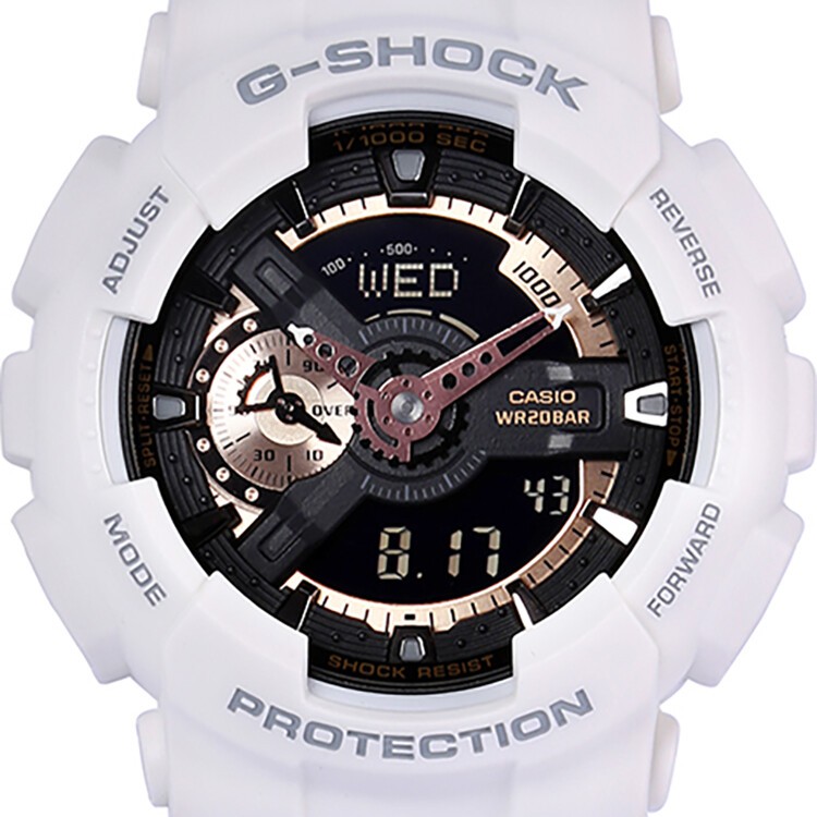 商品Casio|卡西欧（CASIO）G-SHOCK手表男女大盘时尚双显防水防震运动电子潮流节日礼物男表 白玫瑰金GA-110RG-7A-白色-GA-110RG-7A,价格¥1162,第3张图片详细描述