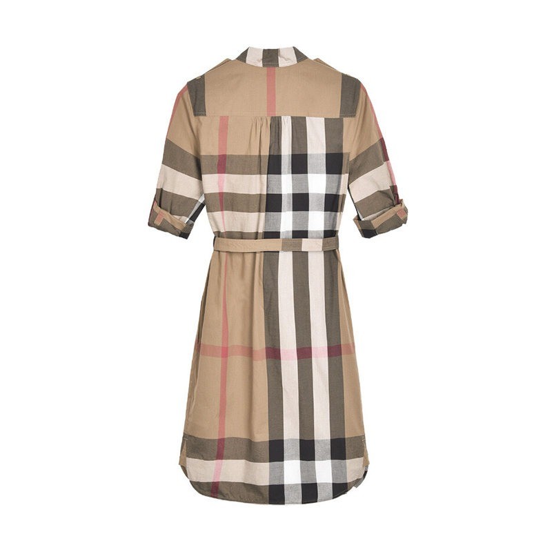 商品Burberry|博柏利 Kelsey系列 女士典藏米色复古格纹连衣裙,价格¥2599,第3张图片详细描述