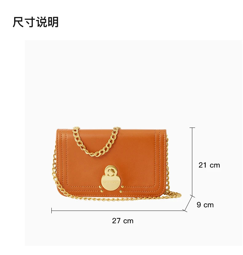 商品Longchamp|LONGCHAMP 女士橘黄色斜挎包 4559956D56,价格¥1000,第6张图片详细描述