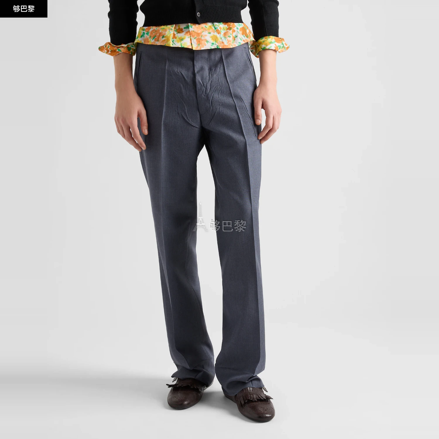 商品Prada|【预售】 普拉达 25春夏 男士 休闲裤 马海毛与丝质长裤 UP0306_1CMV_F0D57_S_OOO,价格¥19347,第5张图片详细描述