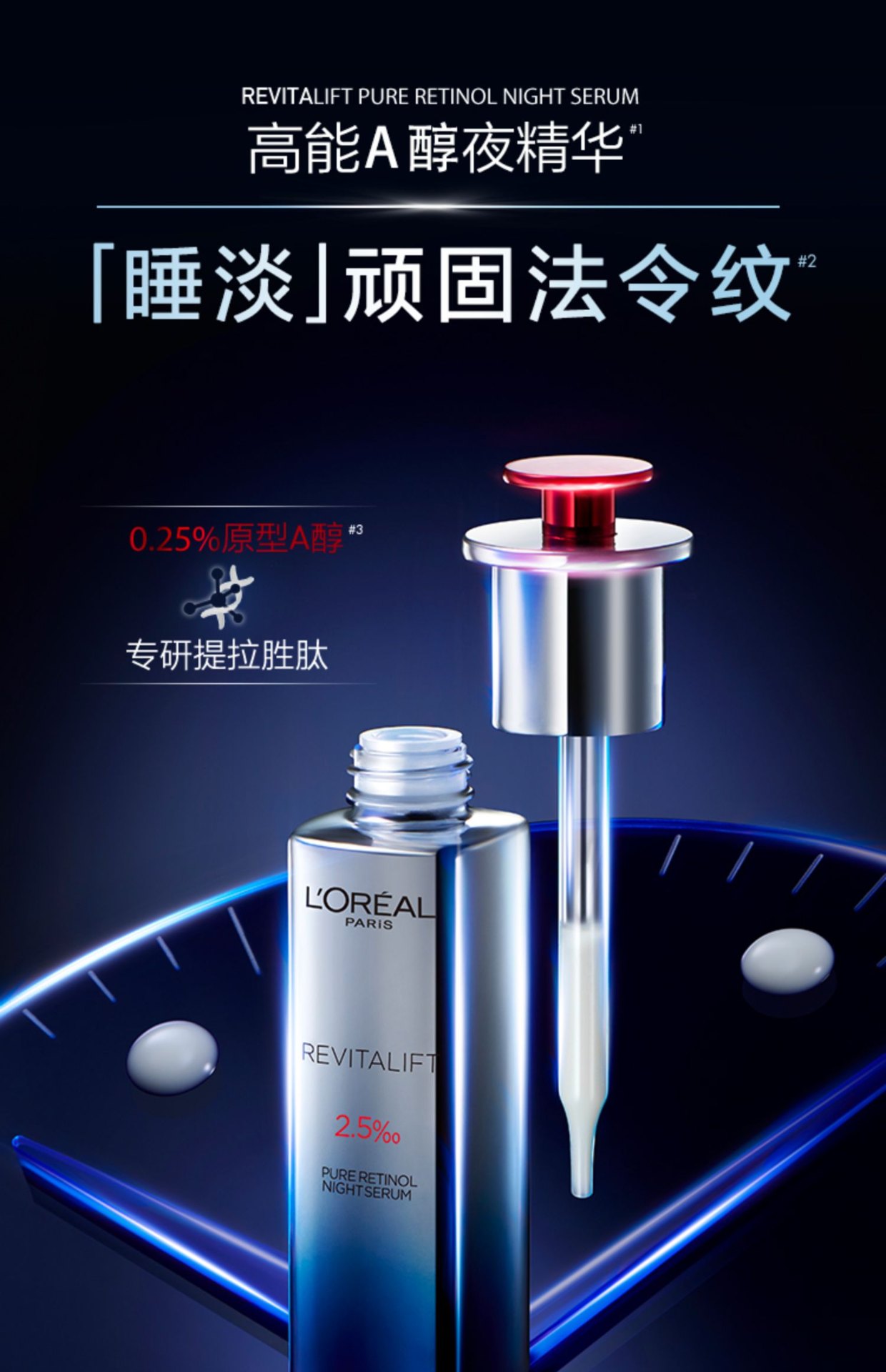 商品【原封正品】 L'Oreal Paris|L'oreal 欧莱雅 A醇精华复颜精纯视黄醇夜精华露 30ml 补水保湿淡化细纹,价格¥387,第1张图片详细描述
