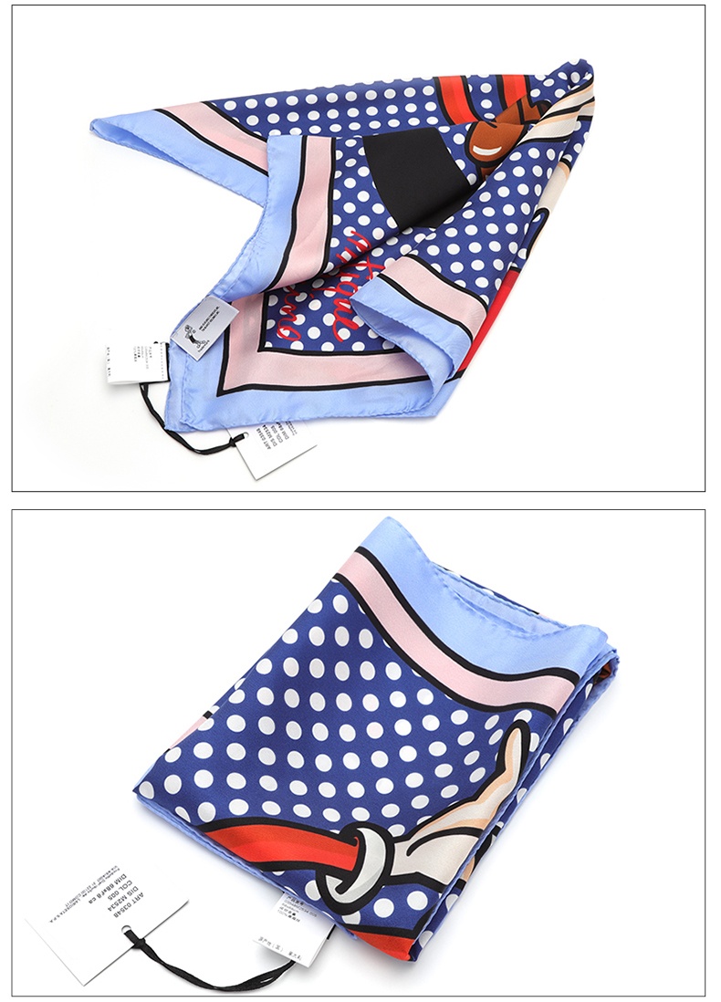 商品Moschino|莫斯奇诺女士蓝色多色波点oliver图案桑蚕丝方巾丝巾03548M2534（香港仓发货）,价格¥369,第4张图片详细描述