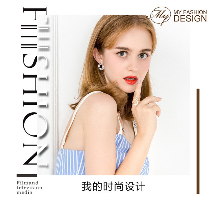 商品[国内直发] MYFD|MYFD 耳环女S925银黑色镶晶钻酷炫系列几何三角形奢华晚宴耳环,价格¥75,第1张图片详细描述