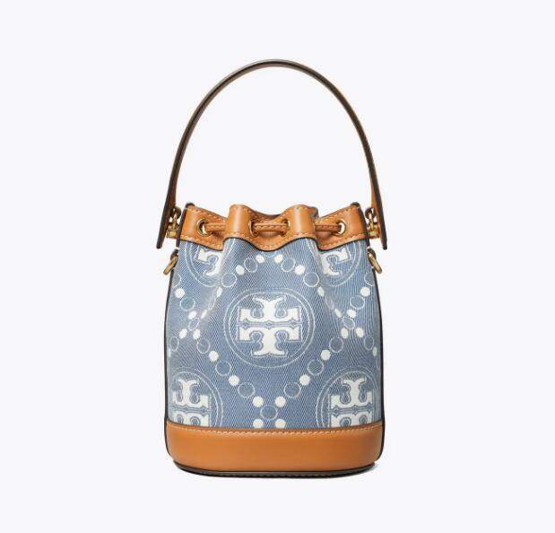 商品Tory Burch|汤丽柏琦T MONOGRAM 迷你撞色压花水桶包（香港仓发货）,价格¥2567,第21张图片详细描述