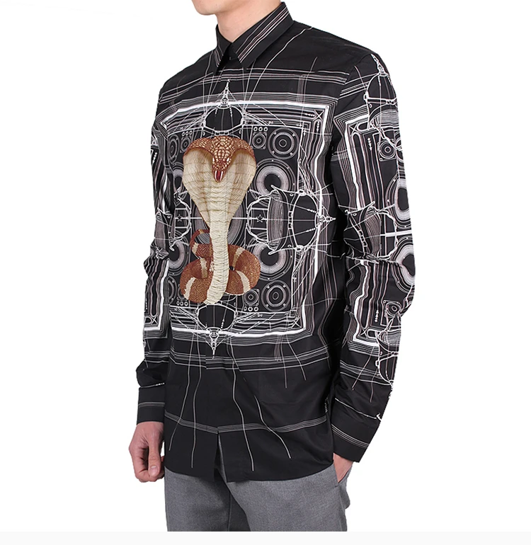 商品[国内直发] Givenchy|Givenchy 纪梵希 眼镜蛇黑色男士长袖衬衫 16W6451882-001,价格¥3880,第6张图片详细描述