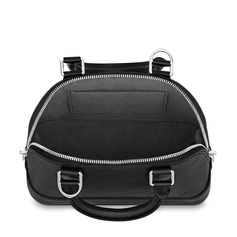 商品Louis Vuitton|预售10天 Louis Vuitton/路易威登 经典款ALMA BB系列 女士黑色水波纹牛皮革银扣银锁配可拆卸肩带拉链开合单肩斜��挎手提包M40862,价格¥13786,第4张图片详细描述
