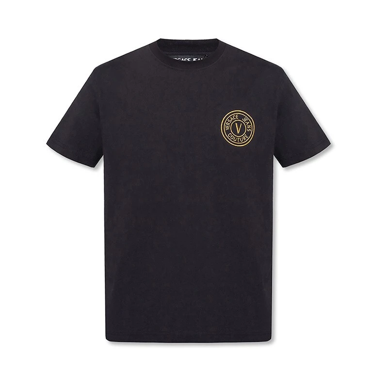 商品[国内直发] Versace|VERSACE JEANS 男士黑色棉质半袖T恤 72GAHT04-CJ00T-G89,价格¥380,第1张图片详细描述