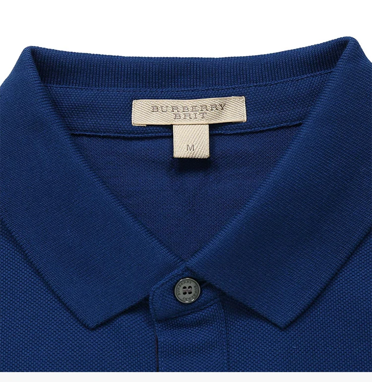 商品Burberry|Burberry outlets 奥莱博柏利 男士蓝色商务休闲棉质短袖T恤 4061233,价格¥1191,第6张图片详细描述