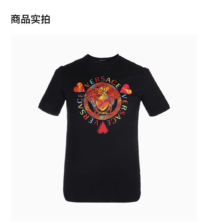 商品[国内直发] Versace|VERSACE 女士黑色棉质T恤 A83858-A201952-A1008,价格¥1686,第4张图片详细描述