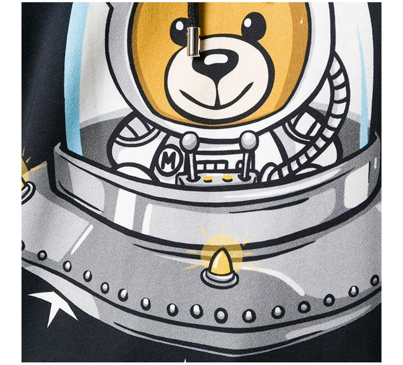 商品Moschino|Moschino 莫斯奇诺 女士黑色宇宙飞船玤泰迪熊连帽卫衣 DV1702-5427-1555,价格¥2155,第5张图片详细描述