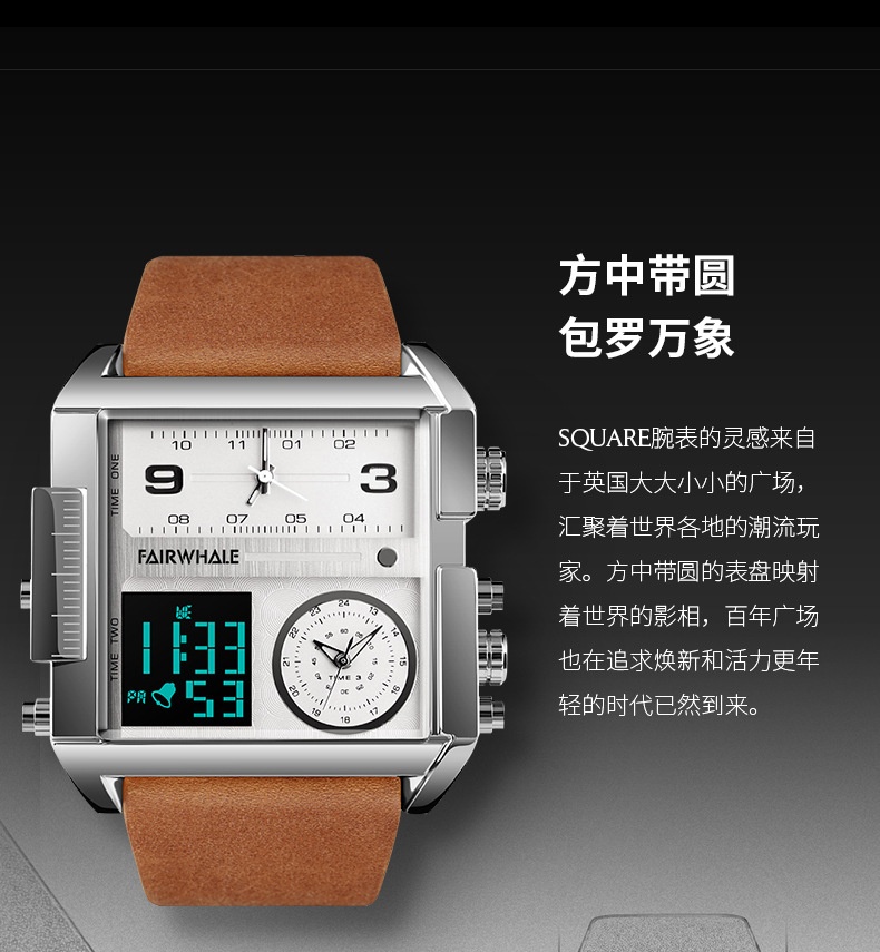 商品[国内直发] Mark Fairwhale|马克华菲多元艺术潮牌时尚运动大表盘电子表男士腕表,价格¥388,第13张图片详细描述
