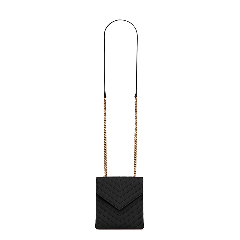 商品Yves Saint Laurent|SAINT LAURENT PARIS/圣罗兰 2021秋冬新款 黑色绗缝小羊皮双翻盖斜挎包,价格¥9614,第8张图片详细描述