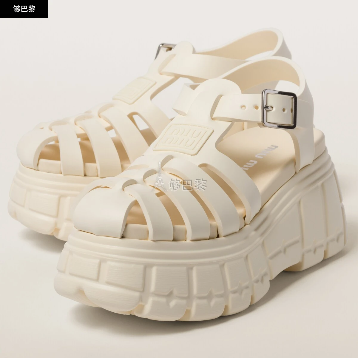 商品Miu Miu|【预售】 缪缪 25春夏 女士 厚底鞋 Sandales à plateforme en EVA 5X709D_3LKK_F0304_F_085 ,价格¥6511,第6张图片详细描述