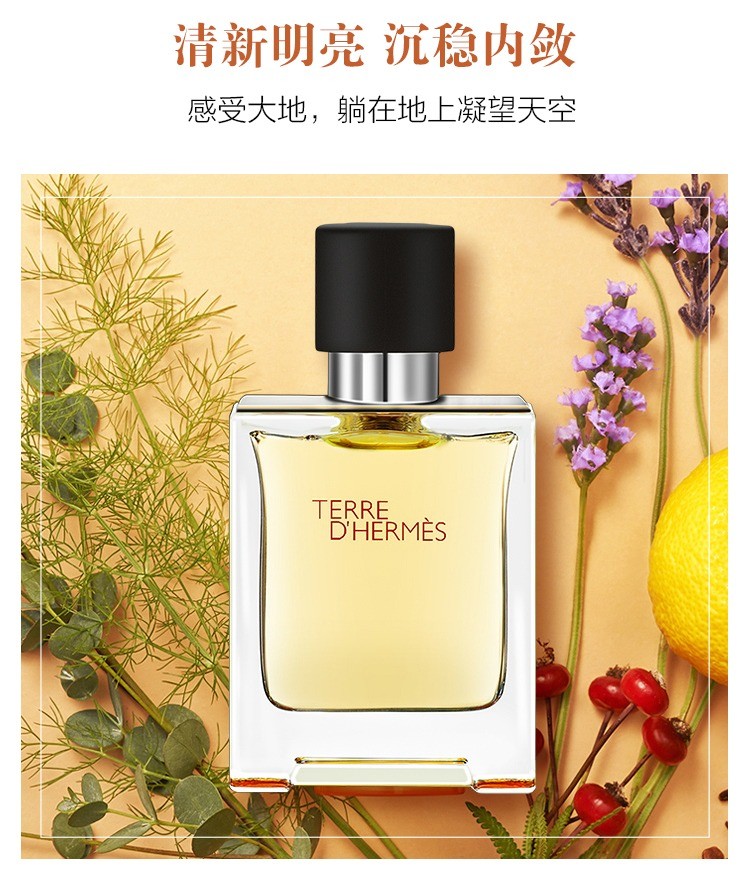 商品Hermes|爱马仕大地男士香水套装 淡香水100ml+淡香水5ml+沐浴露40ml,价格¥666,第3张图片详细描述