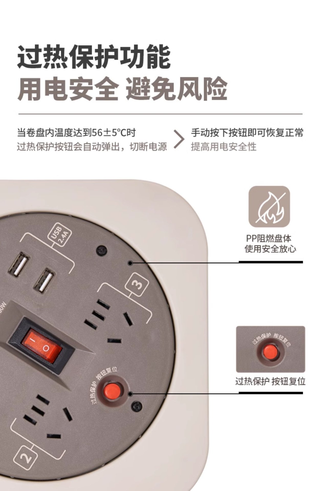 商品[国内直发] MobiGarden|户外露营多功能移动接线板便携加长多孔插排卷线盘,价格¥280,第10张图片详细描述