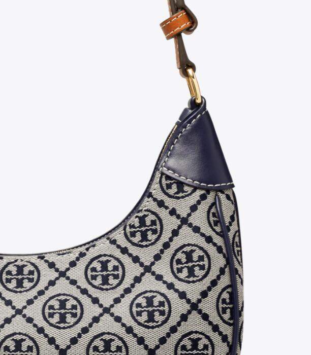 商品Tory Burch|汤丽柏琦T Monogram  撞色压花女士单肩新月包（香港仓发货）,价格¥3199,第12张图片详细描述