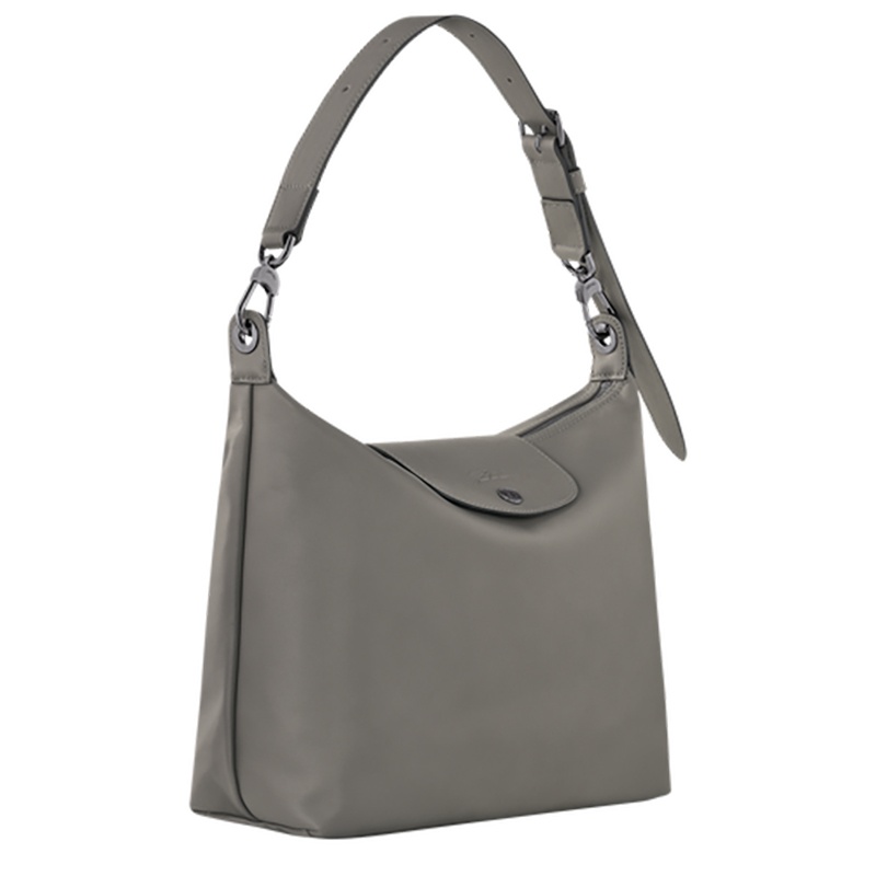 商品Longchamp|珑骧 LE PLIAGE XTRA 牛皮hobo月牙腋下包手提包单肩包 中号 灰色,价格¥4439,第3张图片详细描述