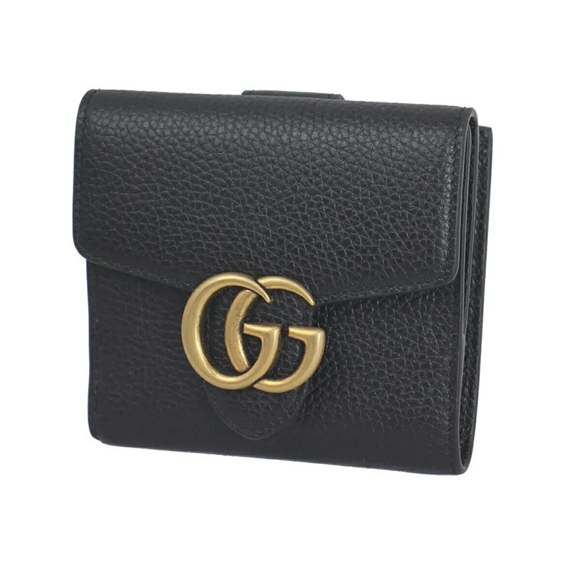 商品Gucci|古驰 女士黑色皮革Marmont金属双G标志翻盖开合钱包 782749A7M0T1000,价格¥3059,第10张图片详细描述