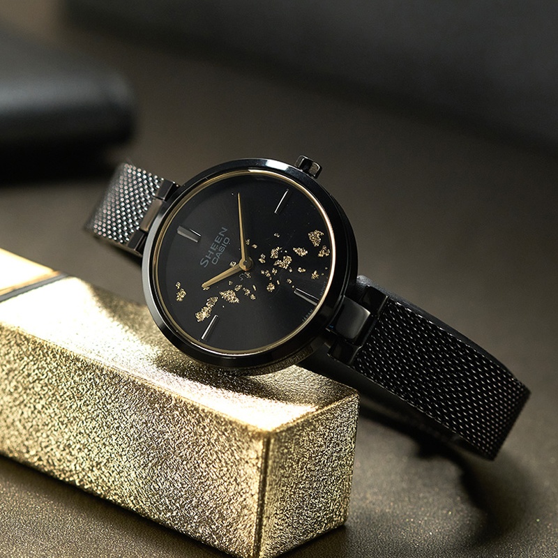 商品[国内直发] Casio|卡西欧高端女性系类金箔限量版SHE-C100BM-1A,价格¥845,第1张图片详细描述