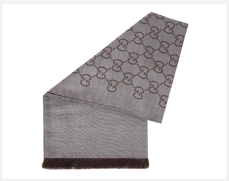商品Gucci|GUCCI 古驰 中性深灰色羊毛中长款围巾 165904-3G646-1264,价格¥1089,第4张图片详细描述