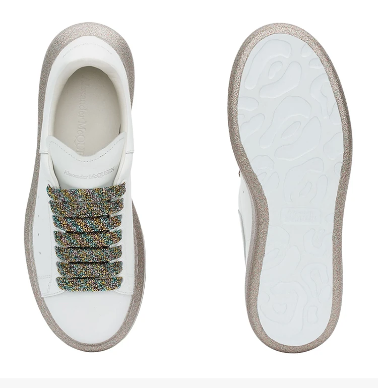 商品Alexander McQueen|Alexander McQueen 亚历山大·麦昆 女士多色鞋带亮片鞋底圆头运动鞋 553770-WHWKV-9035,价格¥3709,第7张图片详细描述